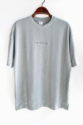 Erkek Quıet Nakışlı Gri Oversize T-shirt TST1461