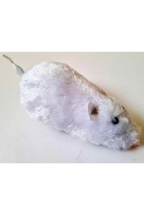 Kurmalı Tüylü Fare - Kuyruk Sallayan Şaka Sıçanı - Gerçek Görünümlü Kedi Oyuncağı - Beyaz 1 Adet FARE4