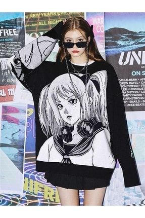 Gothic Anime Death Note Misa Cosplay Siyah Oversize Unisex Kazak broodsmisakazak