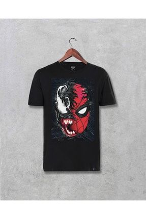 Siyah Marvel Spiderman Venom Baskılı Tasarım Tişört 45685223367348