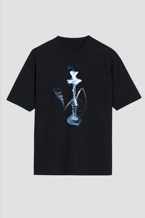 Nargile Siyah Unisex Oversize Tişört T-shirt OS10011