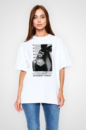 Ariana Grande Beyaz Unisex Oversize Tişört T-shirt OS3821