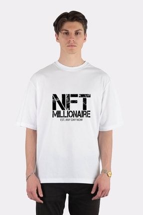 Unisex Beyaz Oversize T-shirt Nft Millionaire East. Any Day Now , Crypto, TT1367