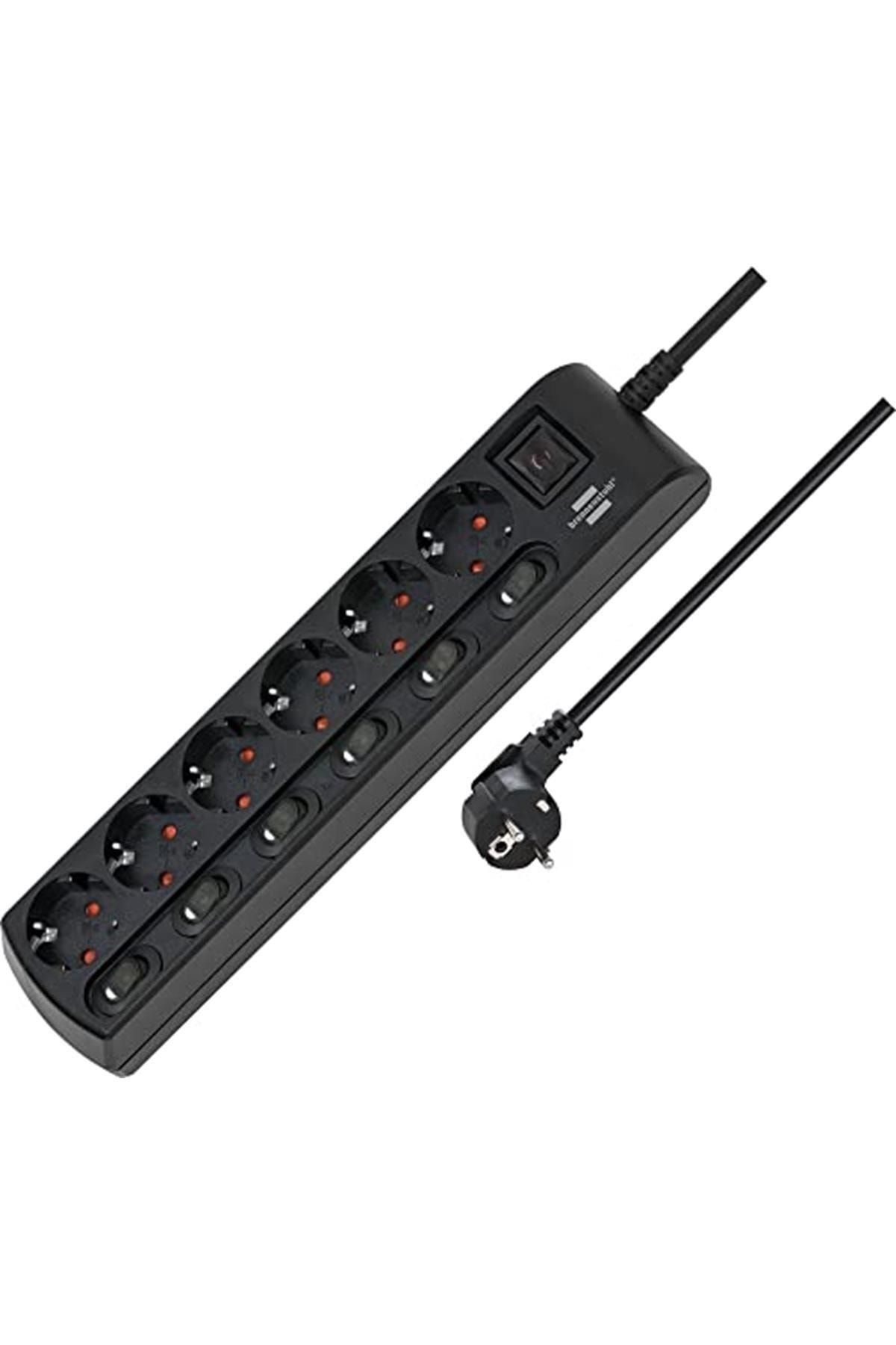 Brennenstuhl-6 Socket Power Strip Socket with 6 Switches 2 Meters Black New Model 542167 1