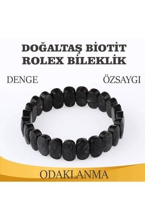 Sertifikalı Biotit Doğaltaş Roleks Bileklik 15 Mm, B896 11ODTRB54