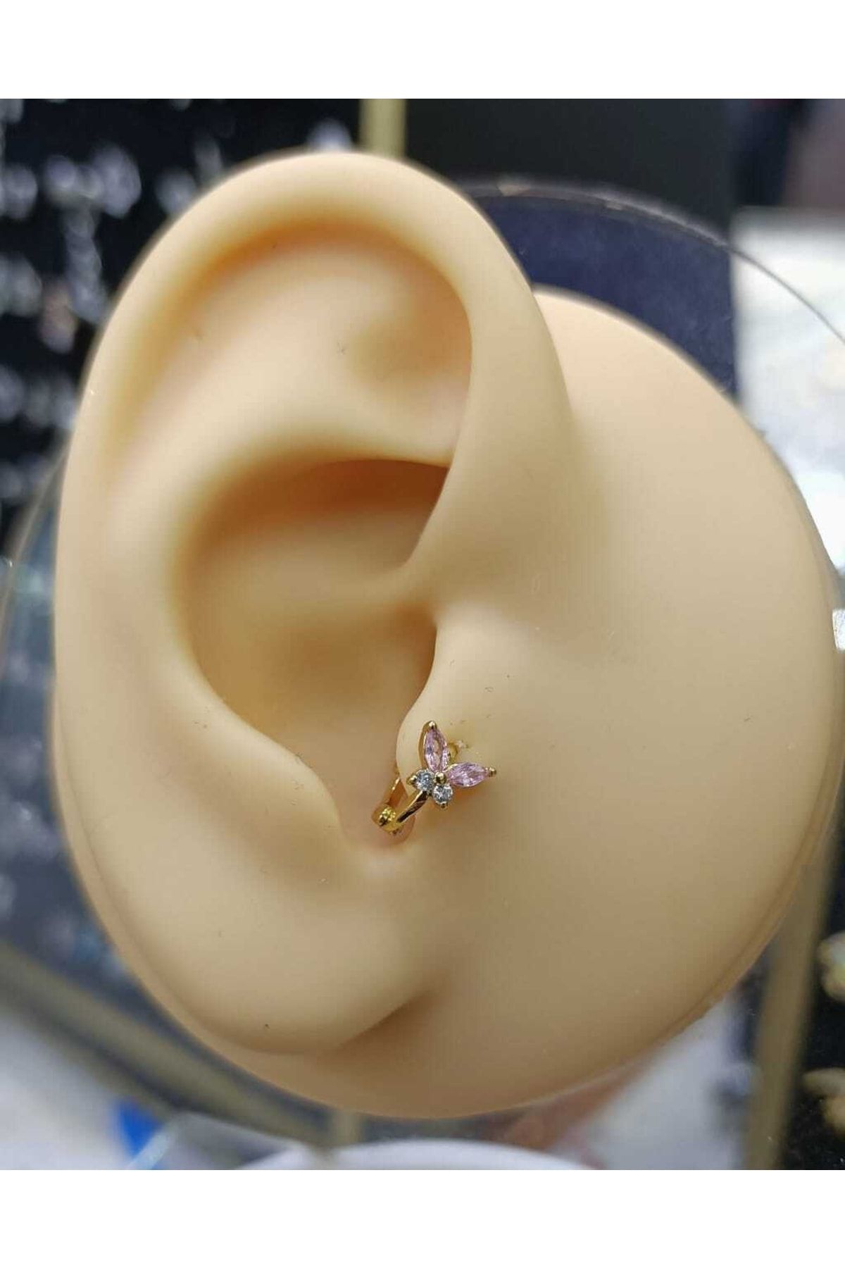 Cerrahi Çelik Gold Renk Kelebek Mini Halka Tragus Helix Kıkırdak Piercingi