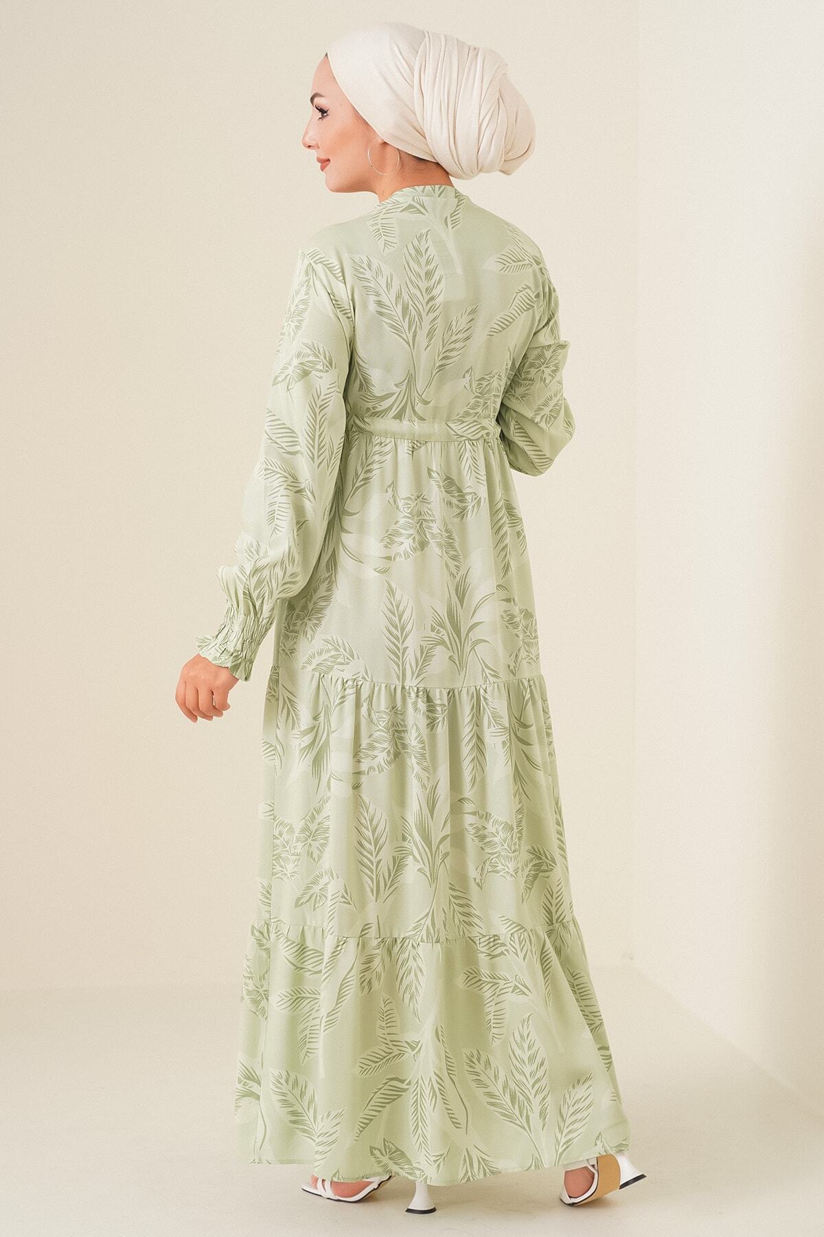 Bigdart-2145 Φόρεμα Hijab με σχέδια - E.green 5
