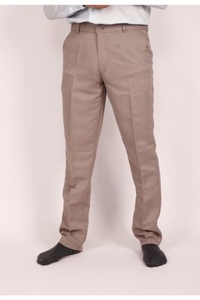 Erkek Rahat Klasik Kesim Geniş Paça Normal Kalıp Comfort Fermuarlı Keten Pantolon Tek Renk 09607