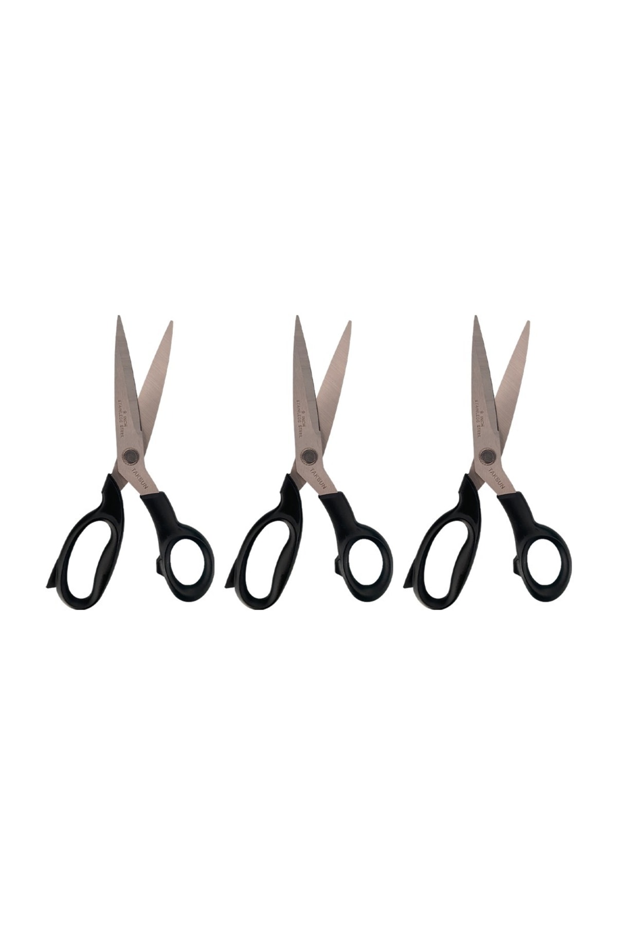 GÜZELYÜZ AVM 3 Adet Taksun Gl120 Terzi Kumaş Makası 23 Cm 9inç Makas Kaliteli Orijinal Kumaş Kot Paça Keser Gl120