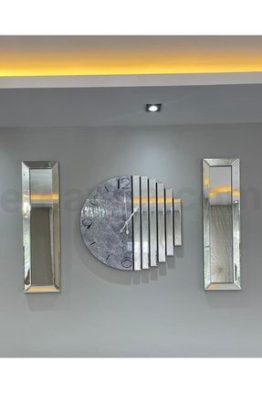 Ritmik Model Gümüş Aynalı Duvar Saat Seti RITMIK-SAAT