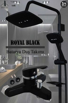 Banyo Bataryası Siyah Renk Duş Musluk Armatür Robot Duş Seti Banyo Duş Başlığı Spiral Takımı Armatür VBV5-B6T