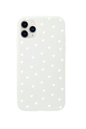 Iphone 11 Pro Minik Kalpler Beyaz Tasarımlı Beyaz Telefon Kılıfı BCIPH11PMNKKLPBYZ
