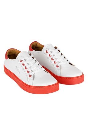Kırmızı - Hakiki Deri Kadın Sneaker NSY272-020