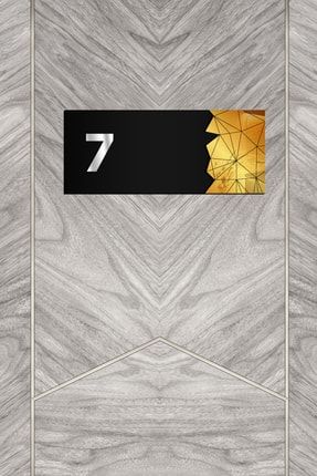 Dekoratif Aynalı Kapı Numarası Pleksi No: 7, Gold AW91013