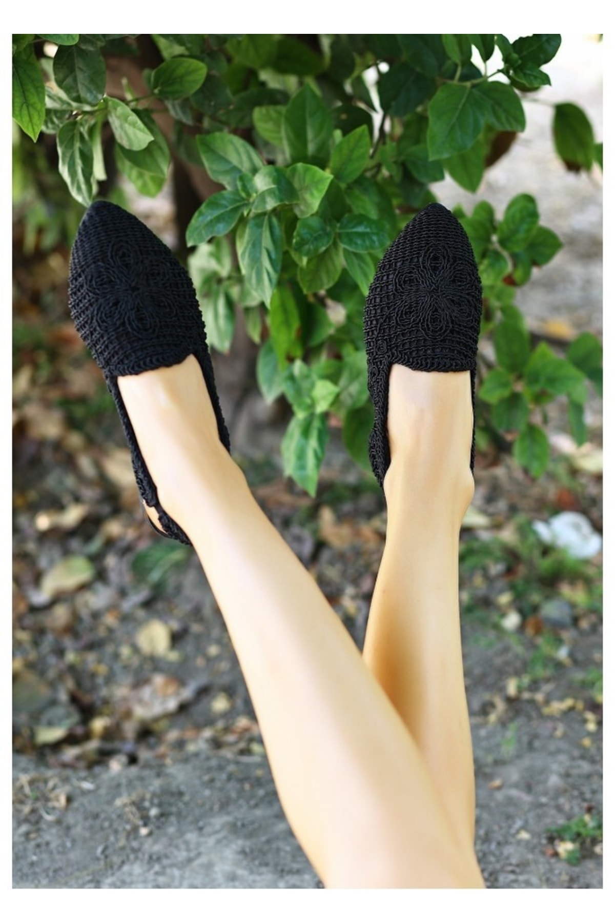 Miay Siyah Örgülü Sandalet Siyah