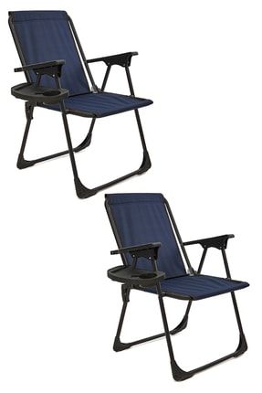 2 Adet Kamp Sandalyesi Katlanır Piknik Sandalye Oval Bardaklıklı Lacivert TYC00188728100