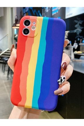 Iphone 11 Uyumlu Gökkuşağı Rainbow Tasarımlı Içi Kadife Luxury Kılıf 3215647723322