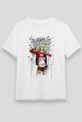Harley Quinn Beyaz Unisex T-shirt T5603