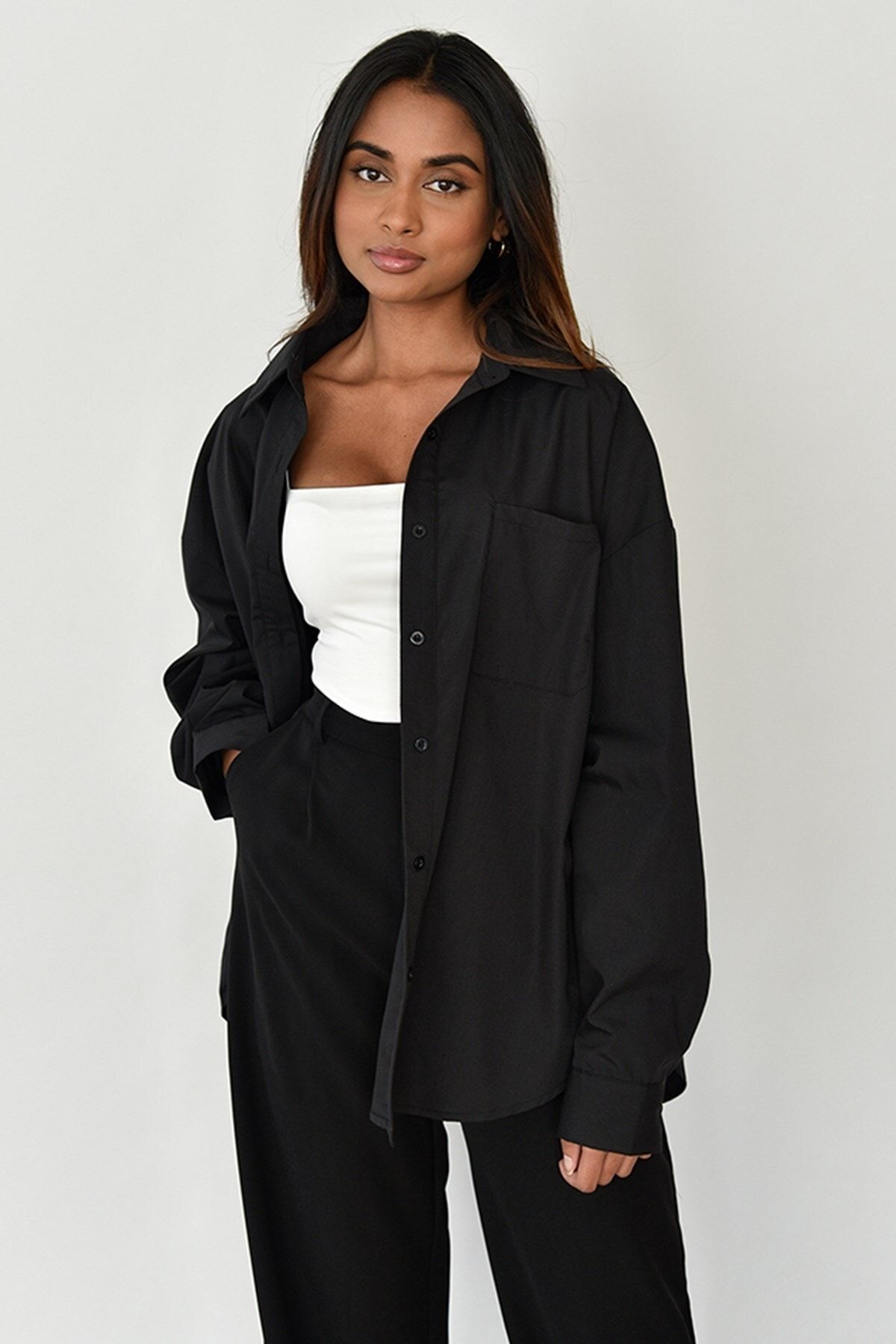 Madmext Hemd Schwarz Oversized