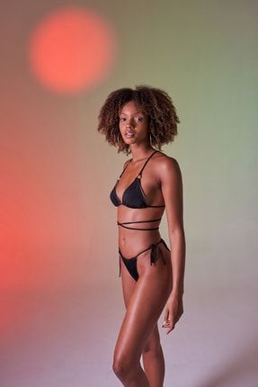 Bağcıklı U Kesim Brezilya Model Slim Delphi Bikini Altı Siyah HLDELPHIBIKINIALTI