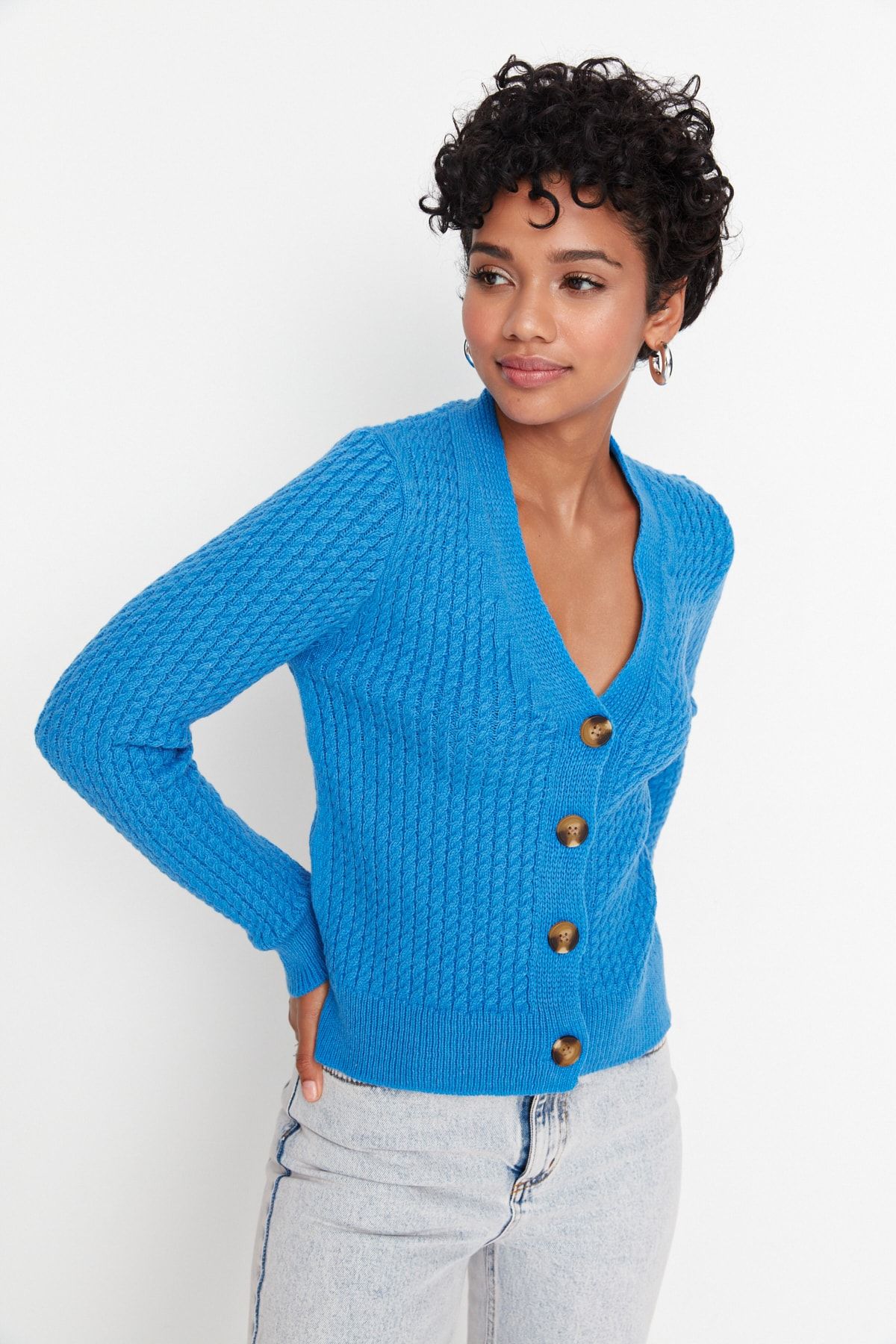 French best sale blue cardigan