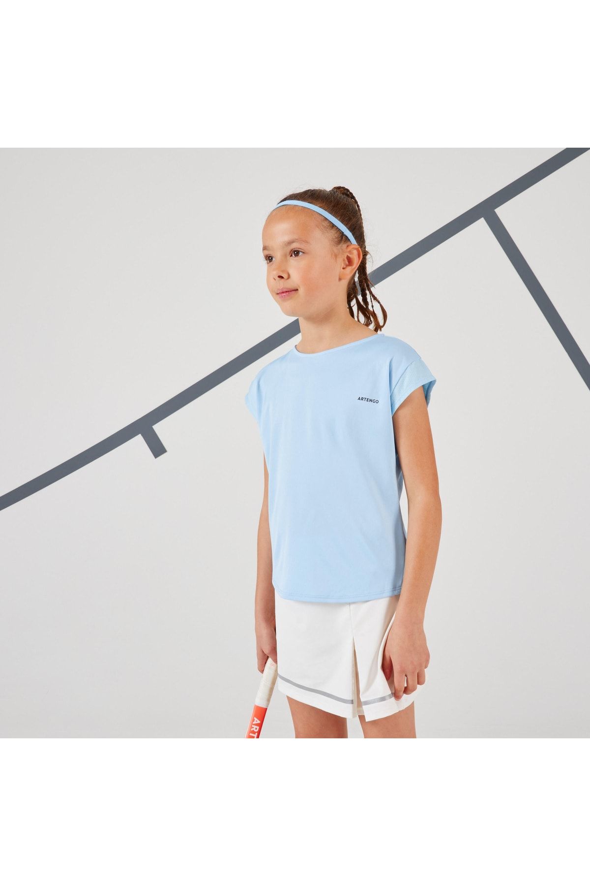 Decathlon تی شرت تنیس کودکان Artengo 500 آبی روشن