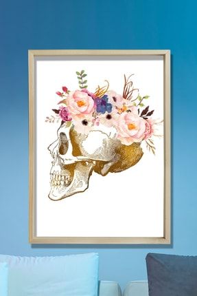 Kafatası Anatomisi Sanatsal Baskısı Doktor Ofis Duvar Dekoru BT1-528