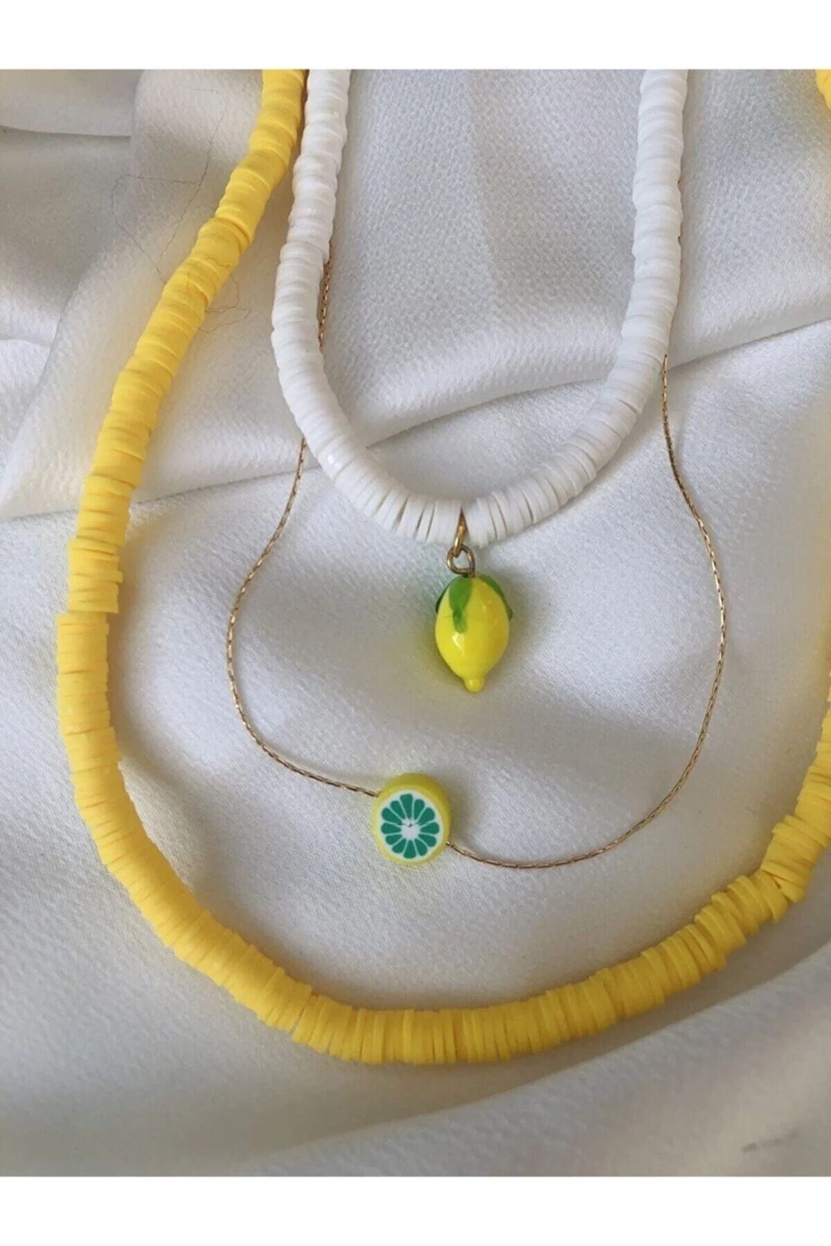Yellow bead necklace sale