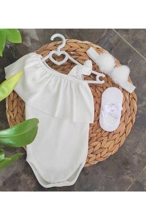 Kız Bebek Beyaz Tek Kol Fırfırlı Body Zıbın KISA-ZBN