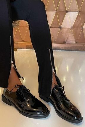 Siyah Rugan Kadın Oxford Ayakkabı K01763020308