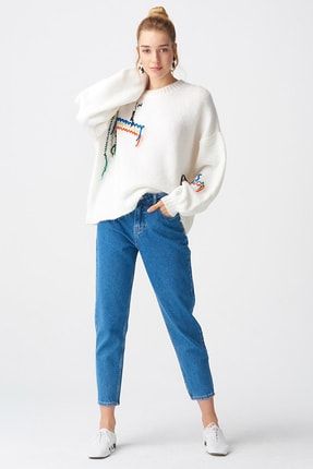 Tommy Kadın Açık Mavi Süper Yüksek Bel Comfort Likralı Mom Kot Pantalon Jeans 22