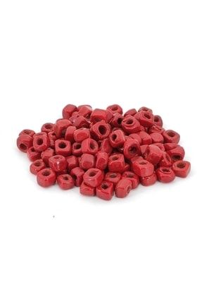 Kare Cam Boncuk Bordo Küçük Boy 6-8 mm 40 Adet KK3