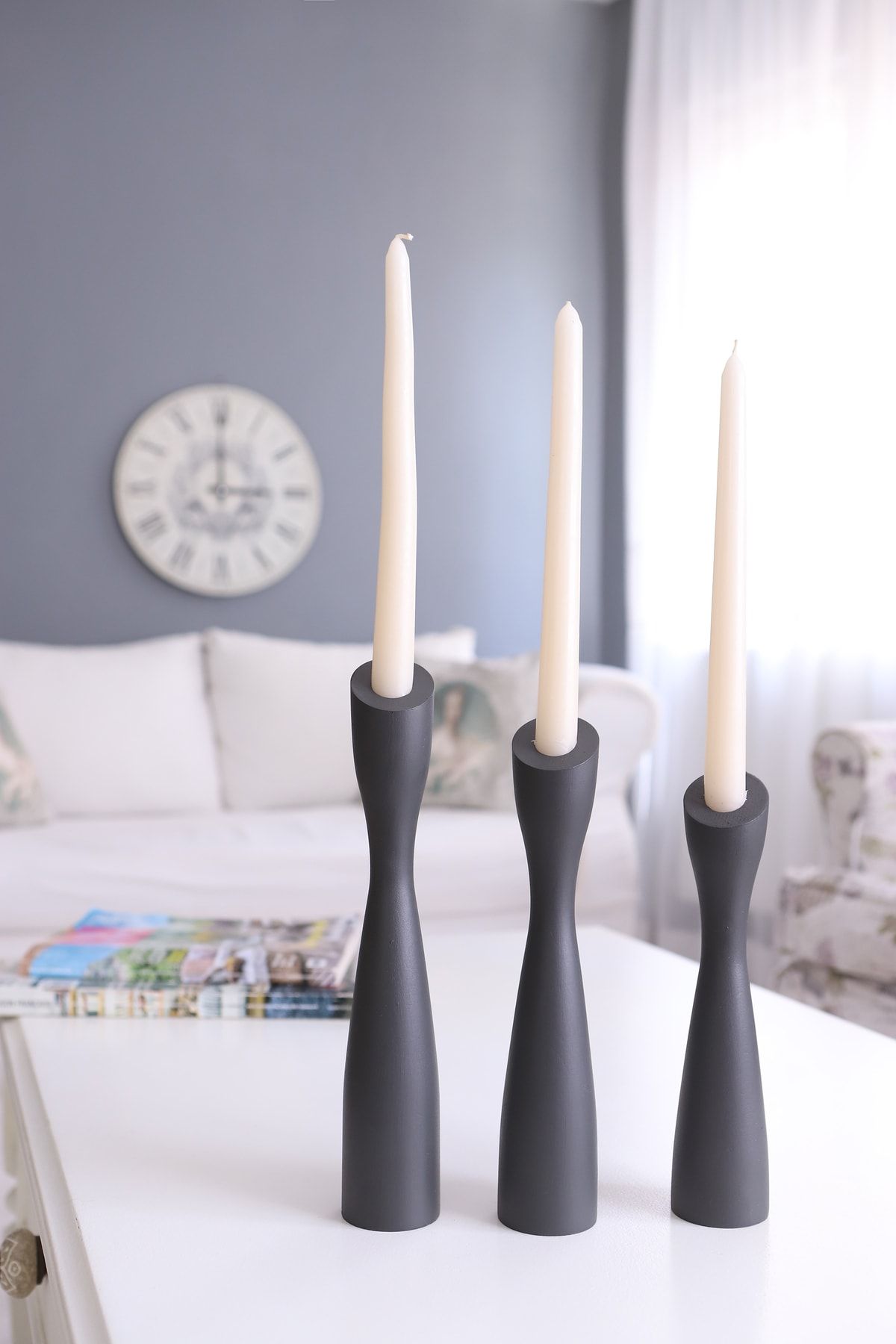 Modern white deals candle holders
