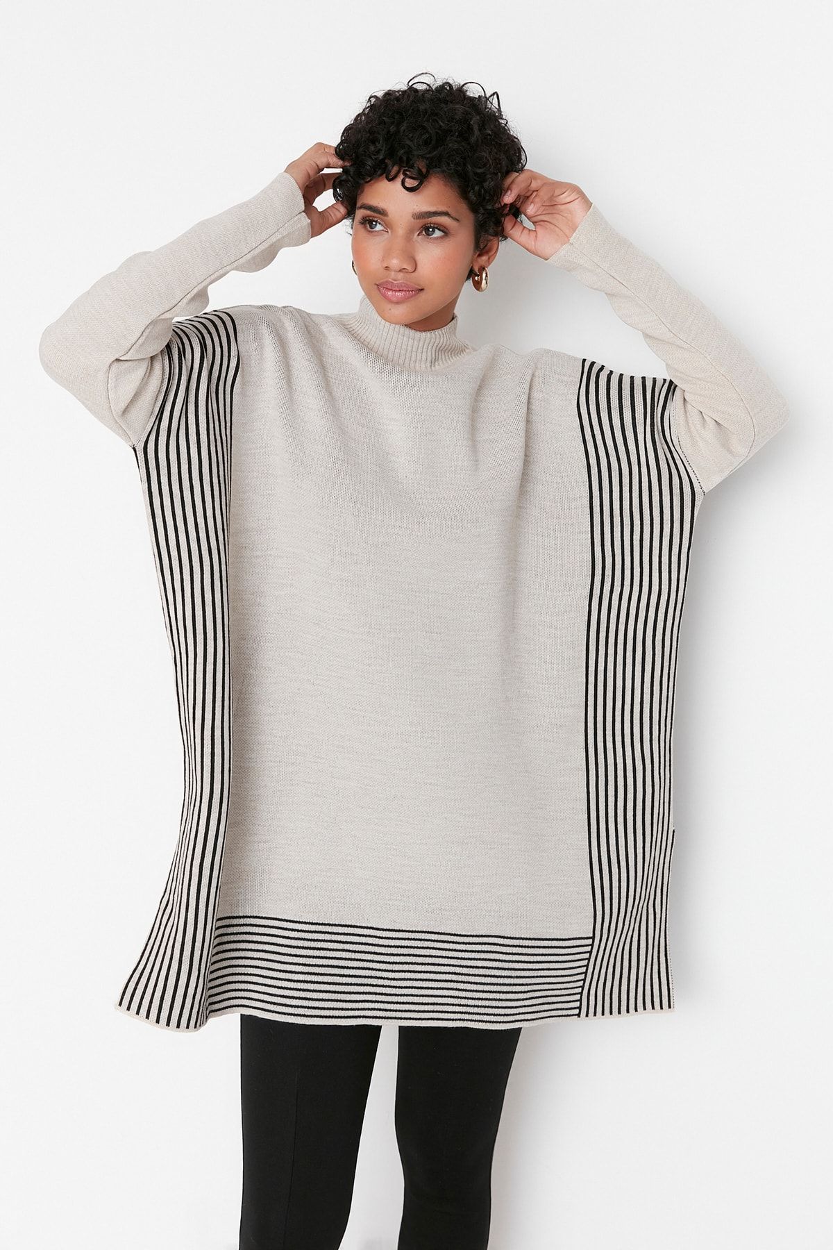 Striped poncho deals sweater