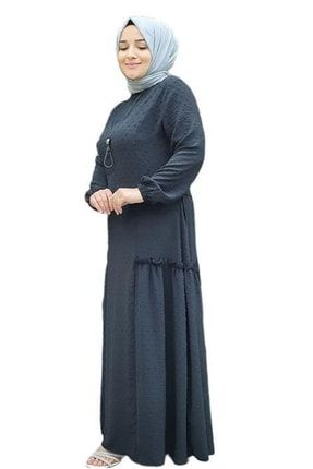 Kadın Puantiyeli Omuzları Fırfır Detay Ve Kolyeli Tesettür Elbise PYS08044-45