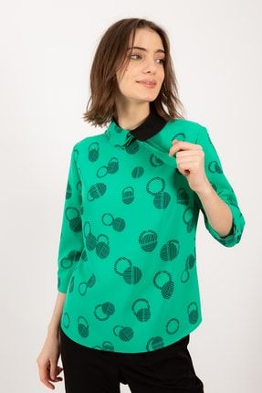 Kadın Gömlek Yaka Yakada Bağlama Detaylı Truvakar Kollu Bluz 2211181360