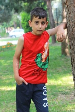 Cosba Kids T-rex In The City Baskılı Pamuklu Askılı T-shirt C2582925