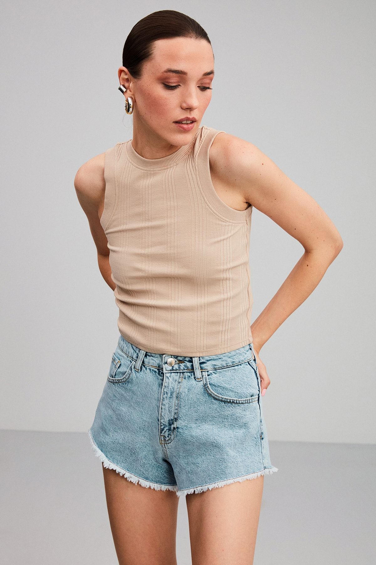 GRIMELANGE Bluse Beige Figurbetont