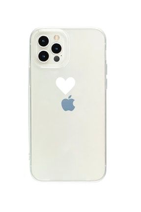 Iphone 13 Pro Max Tek Kalp Beyaz Desenli Şeffaf Telefon Kılıfı BCIPH13PMAXSEFTKKLPBYZ