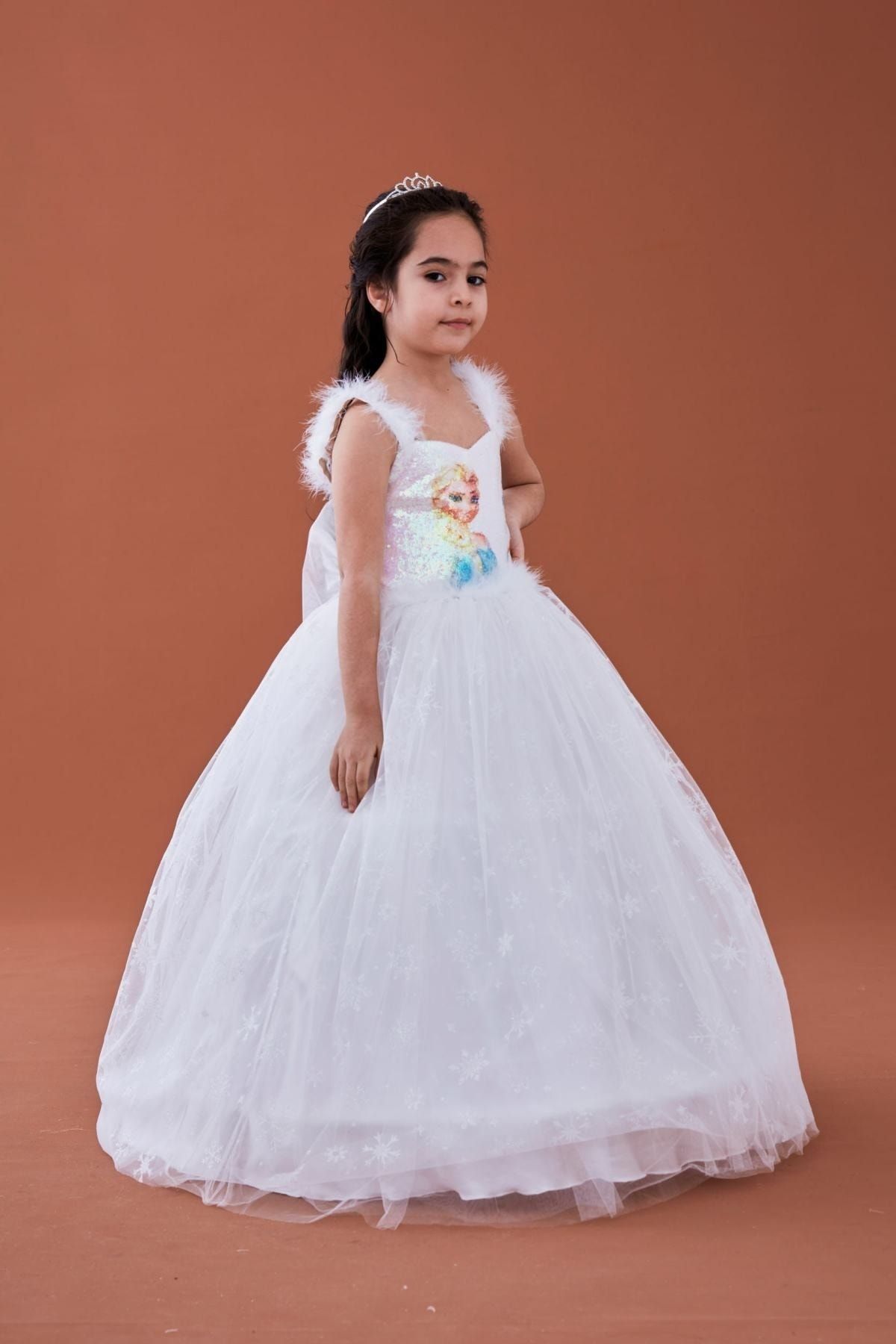 Karlar Ülkesi Elsa Kız Çocuk Elbise