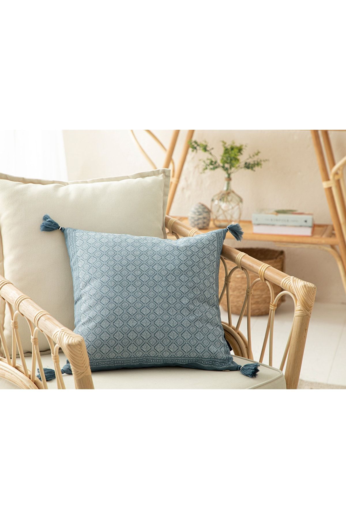 English Home Branche Baskılı Dolgulu Kırlent 43x43 Cm Mavi