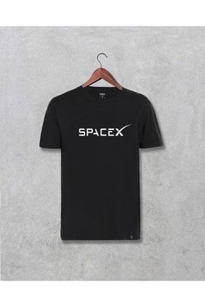 Elon Musk Spacex Baskılı Yazılı Space X Tasarım Siyah Tişört 433355dar23891