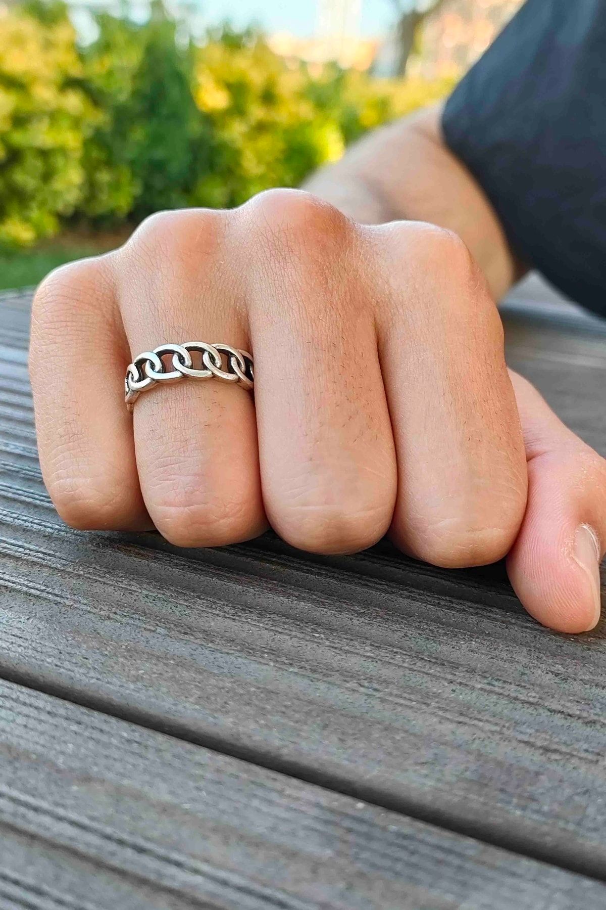 Sterling silver shop chain ring