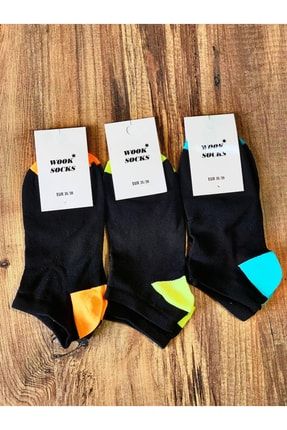 Unisex Patik Çorap 6'lı Dikişsiz Burun Ve Topuk Neon Baskılı S&WÇRP20