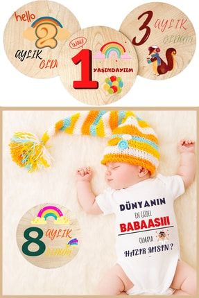 Özel Tasarım Bebek Zıbın Ve 12 Aylık Anı Plakası Hediye (baba Olmaya Hazır Mısın) ANIKARbabaolmak