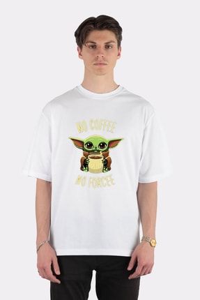 No Coffee No Forcee Baby Yoda Oversize Erkek T-shirt GE076