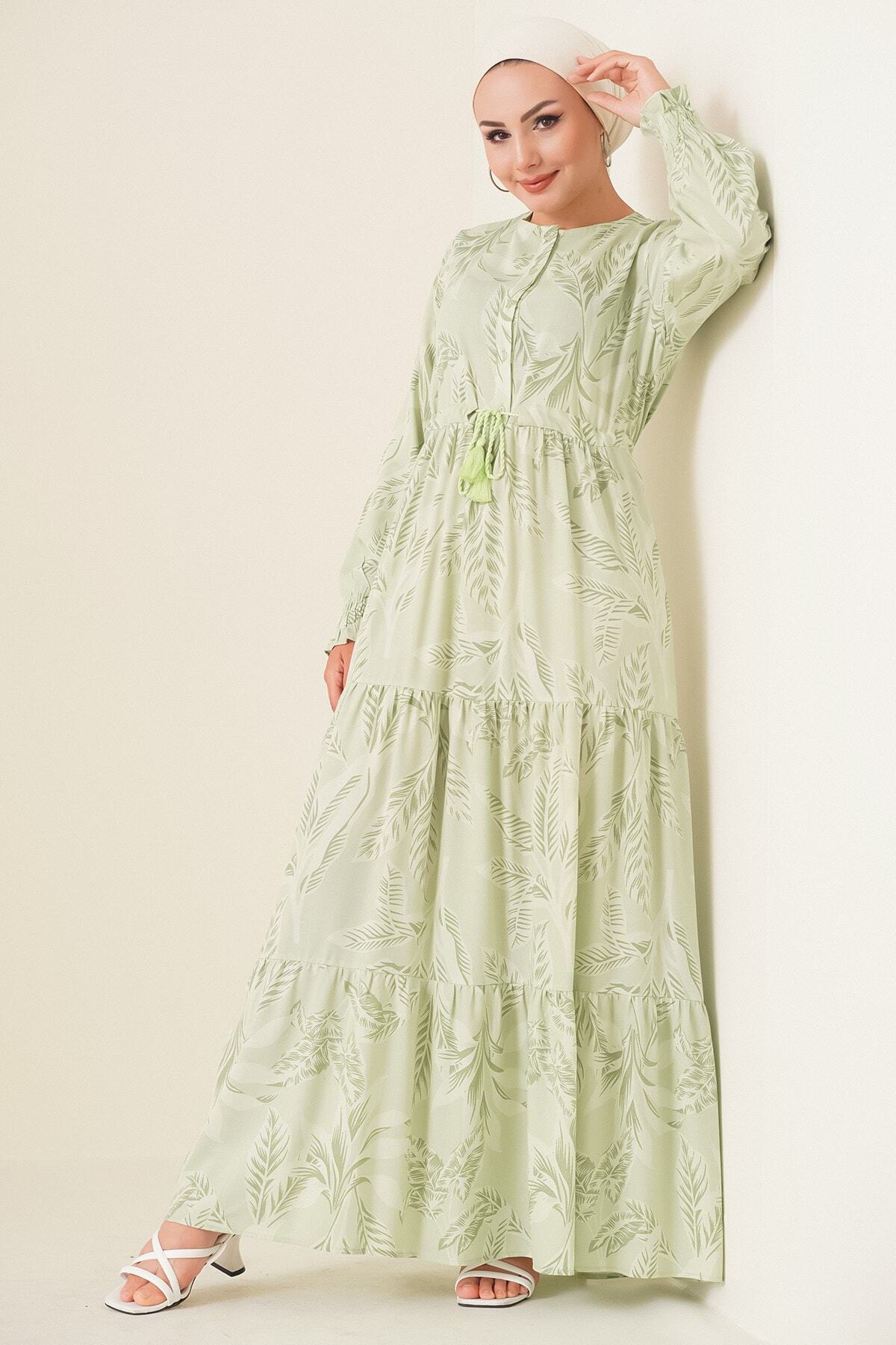 Bigdart-2145 Φόρεμα Hijab με σχέδια - E.green 2