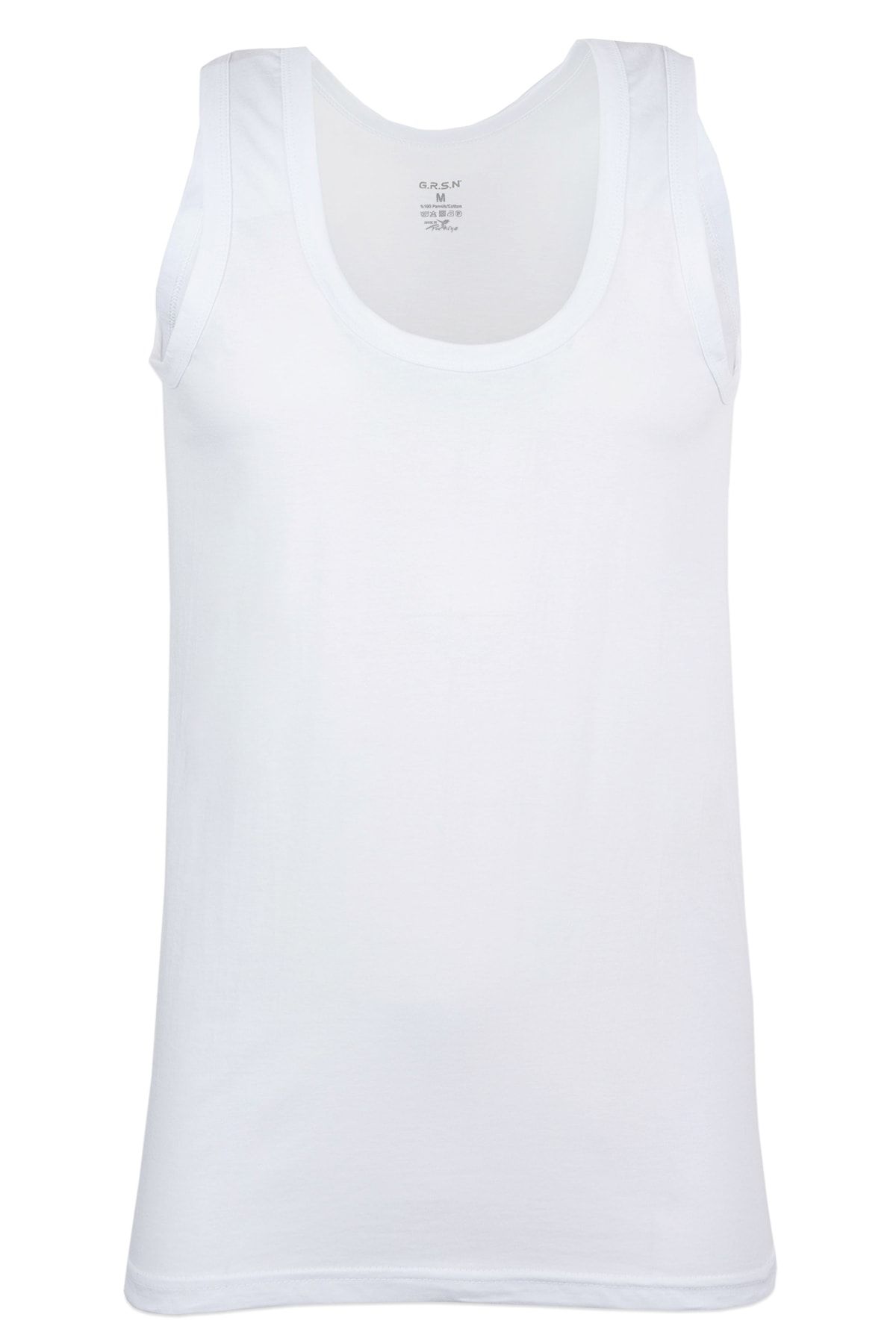 GRSN-6-Piece Boy's White 100% Cotton Soft Breathable Strap Ribbed Tank Top 3