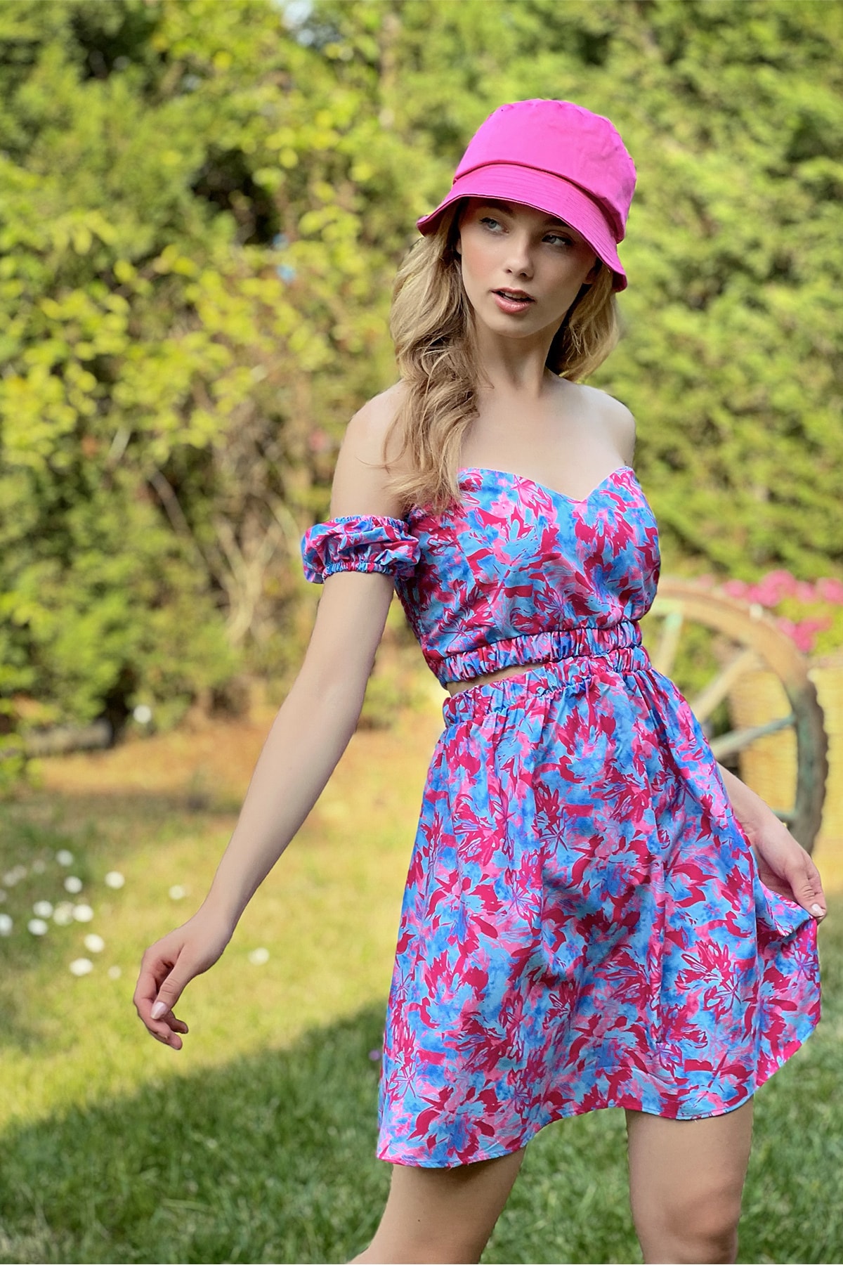 Trend Alaçatı Stili Kleid Lila Schulterfrei Fast ausverkauft