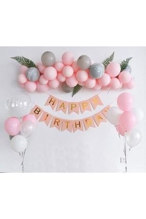Doğum Günü Balon Ve Banner Parti Setleri Pembe Makaron Balon Konsept Organizasyon Parti Set 7545213696